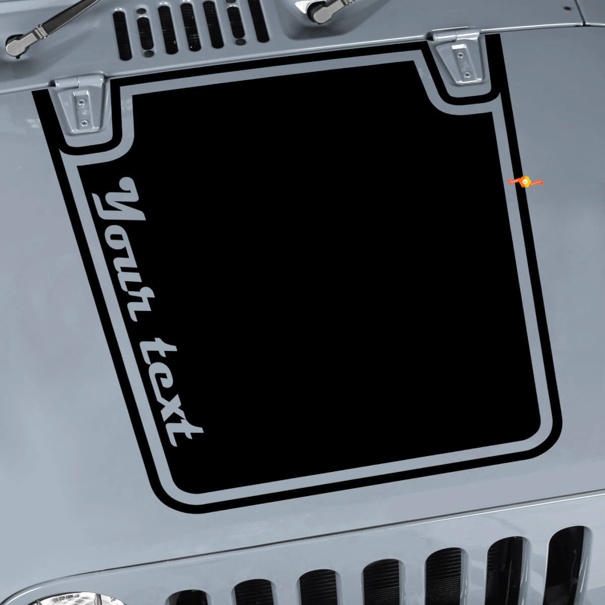 Aangepaste tekst zwarte omtrek motorkap vinyl sticker voor Jeep CJ en Wrangler