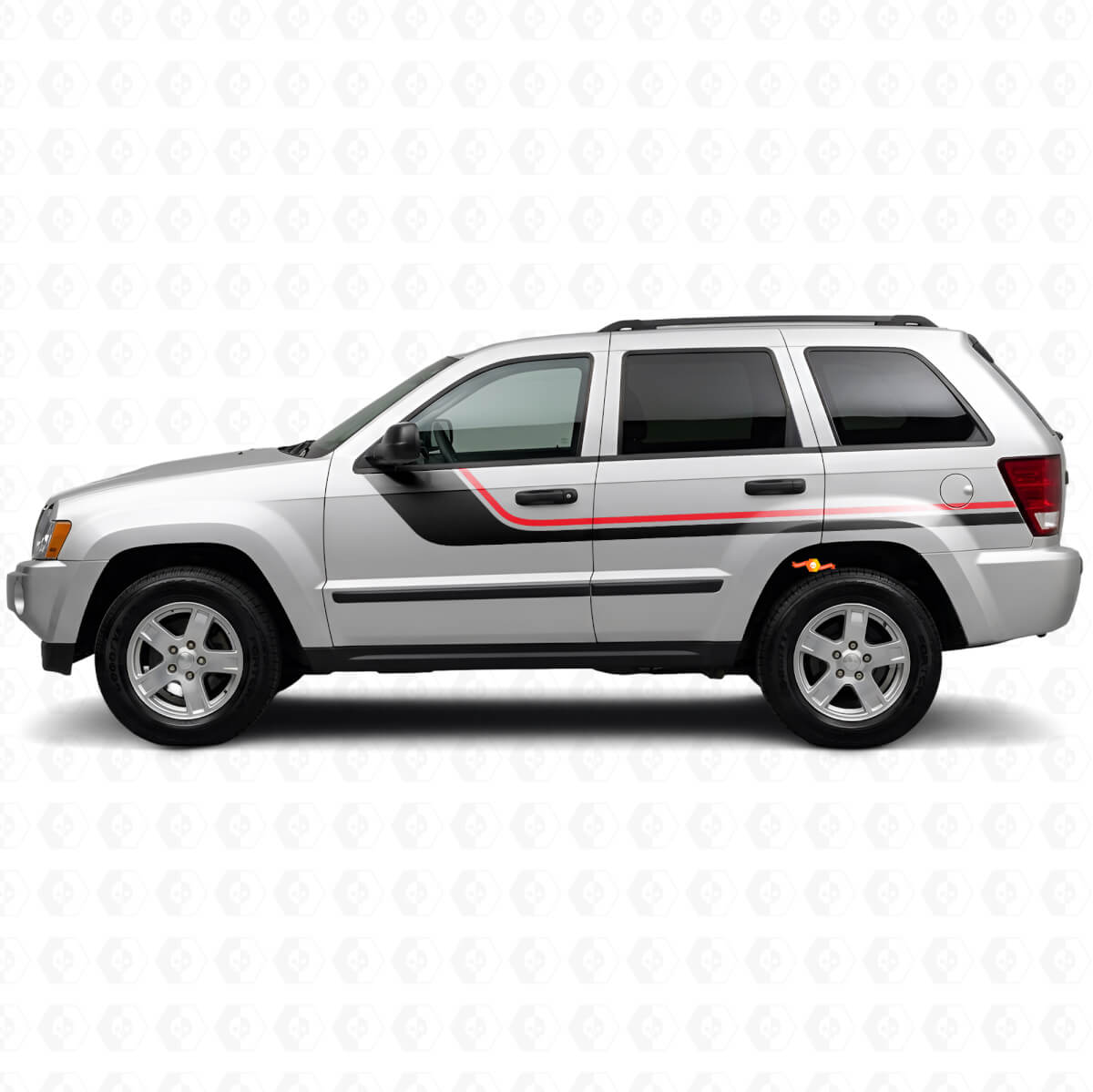 Twin Strepen Zij Vinyl Decal voor Jeep Grand Cherokee 2005-2010