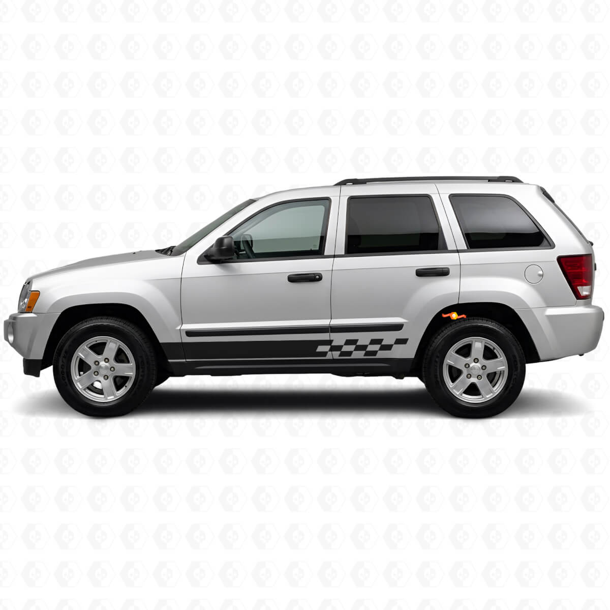 Geruite Strepen Zij Vinyl Sticker voor Jeep Grand Cherokee 2005-2010