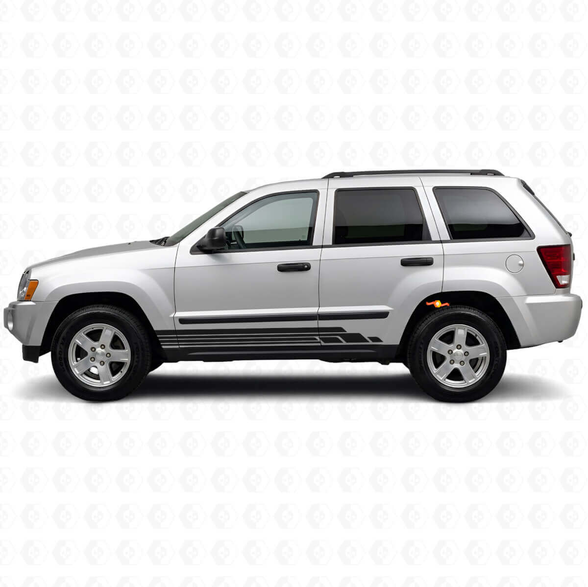 Gebogen Strepen Zij Vinyl Decal Kit voor Jeep Grand Cherokee 2005-2010