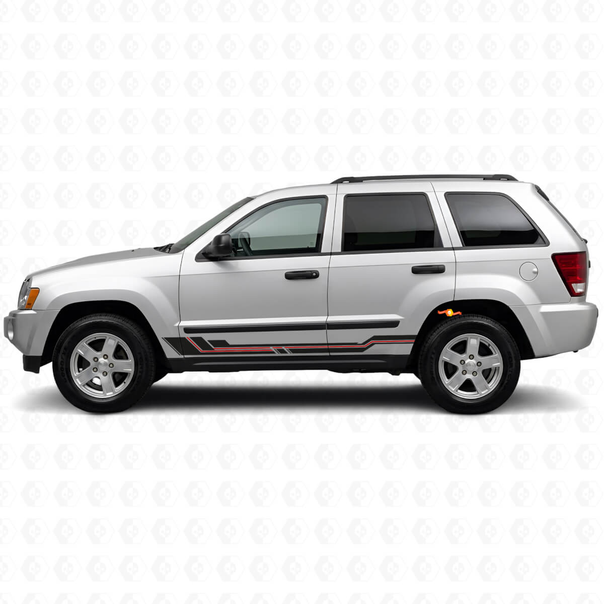 Gekromde Strepen Rocker Panel Vinyl Decal voor Jeep Grand Cherokee 2005-2010