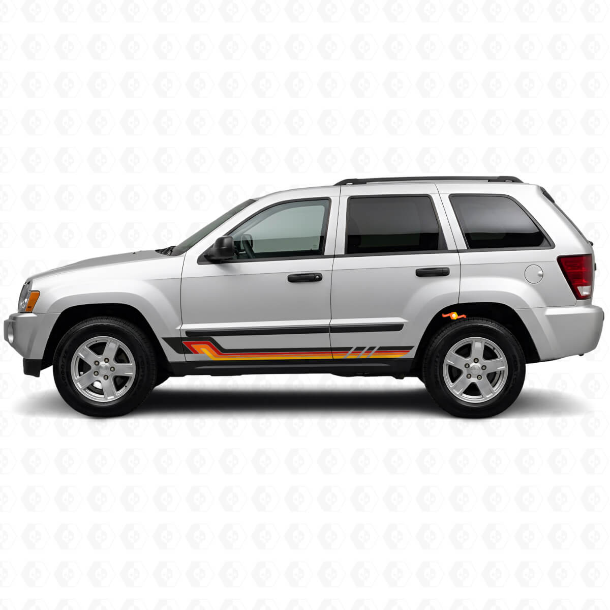 Vintage stijl zijstrepen vinyl decal voor Jeep Grand Cherokee 2005-2010