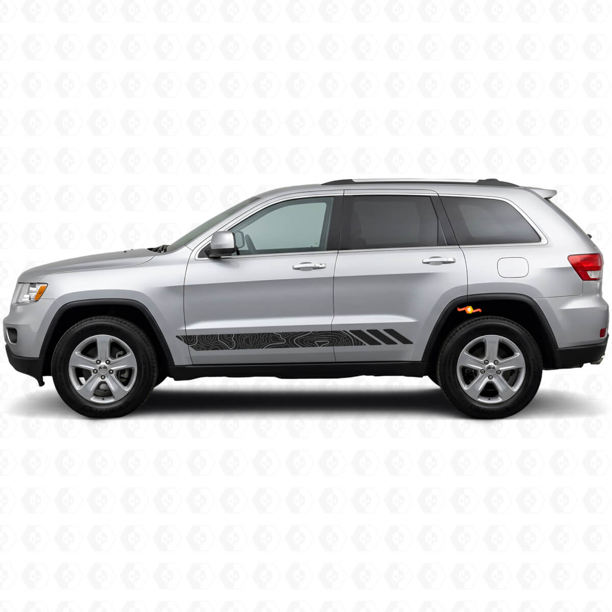 Topografische Stijl Strepen Zijvinyl Sticker voor Jeep Grand Cherokee 2011-2021