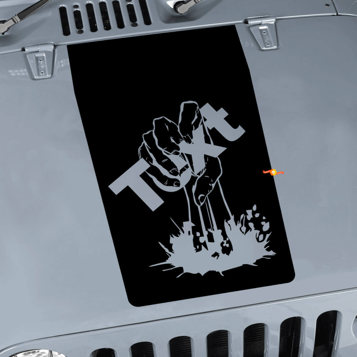 Custom Tekst Zombie Hand Motorkap Vinyl Sticker voor Jeep Wrangler