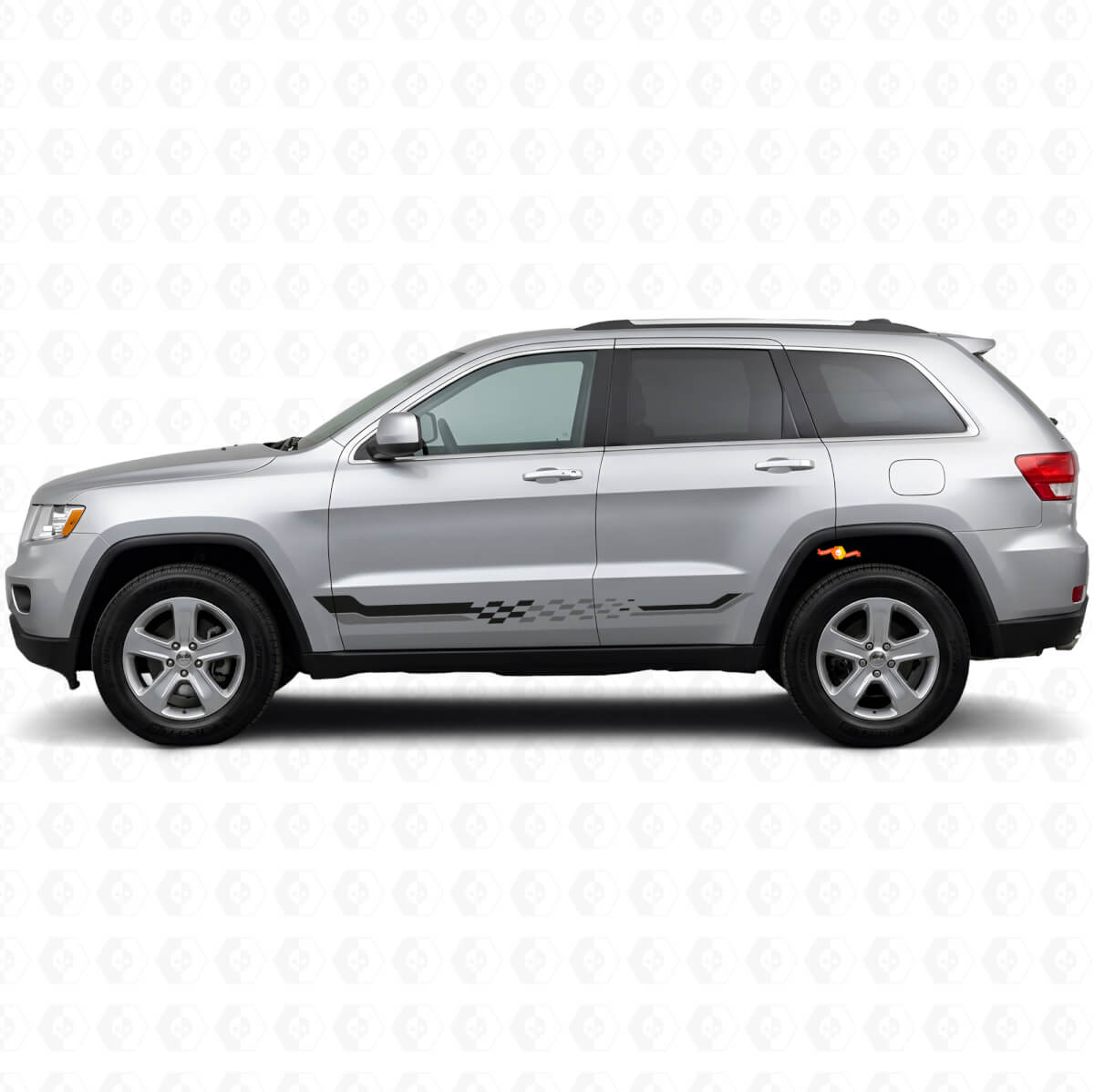Geruite Vlag Zijstrepen Vinyl Decal voor Jeep Grand Cherokee 2011-2021