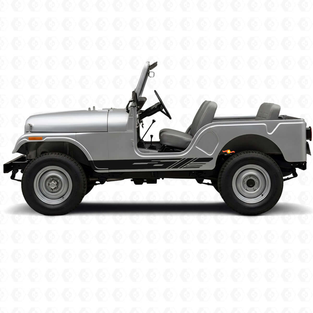 Geperforeerde zijstrepen vinyl decal set voor Jeep CJ-5 1955-1983