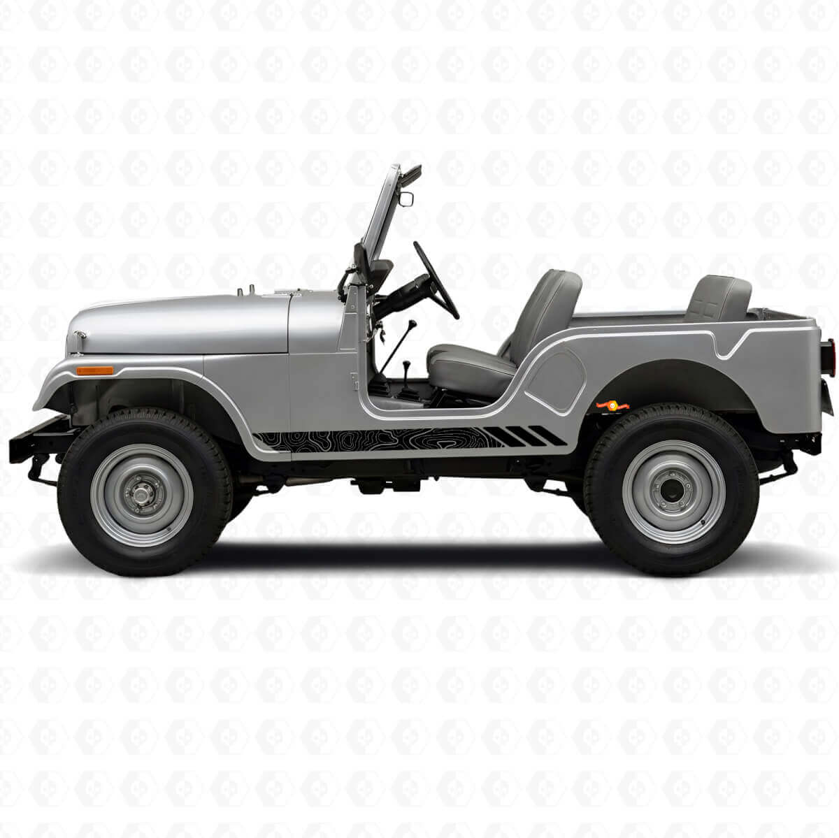 Topografische Stijl Strepen Zij Vinyl Sticker voor Jeep CJ-5 1955-1983