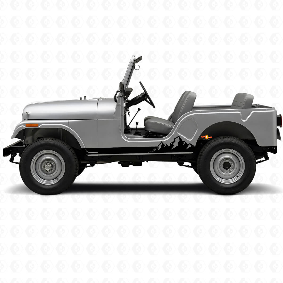 Mountains Dunne Strepen Zijkant Vinyl Sticker voor Jeep CJ-5 1955-1983