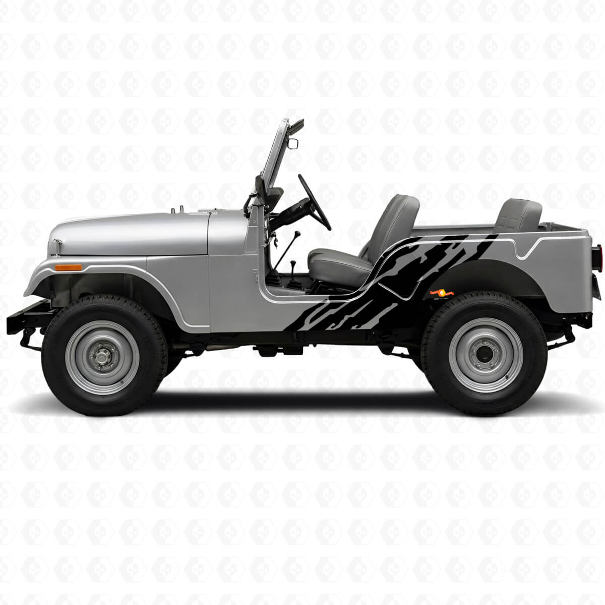 Modderspat Grafische Zijvinylsticker voor Jeep CJ-5 1955-1983