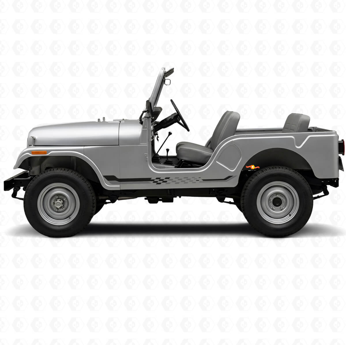 Geblokte Vlag Zijstrepen Vinyl Sticker voor Jeep CJ-5 1955-1983