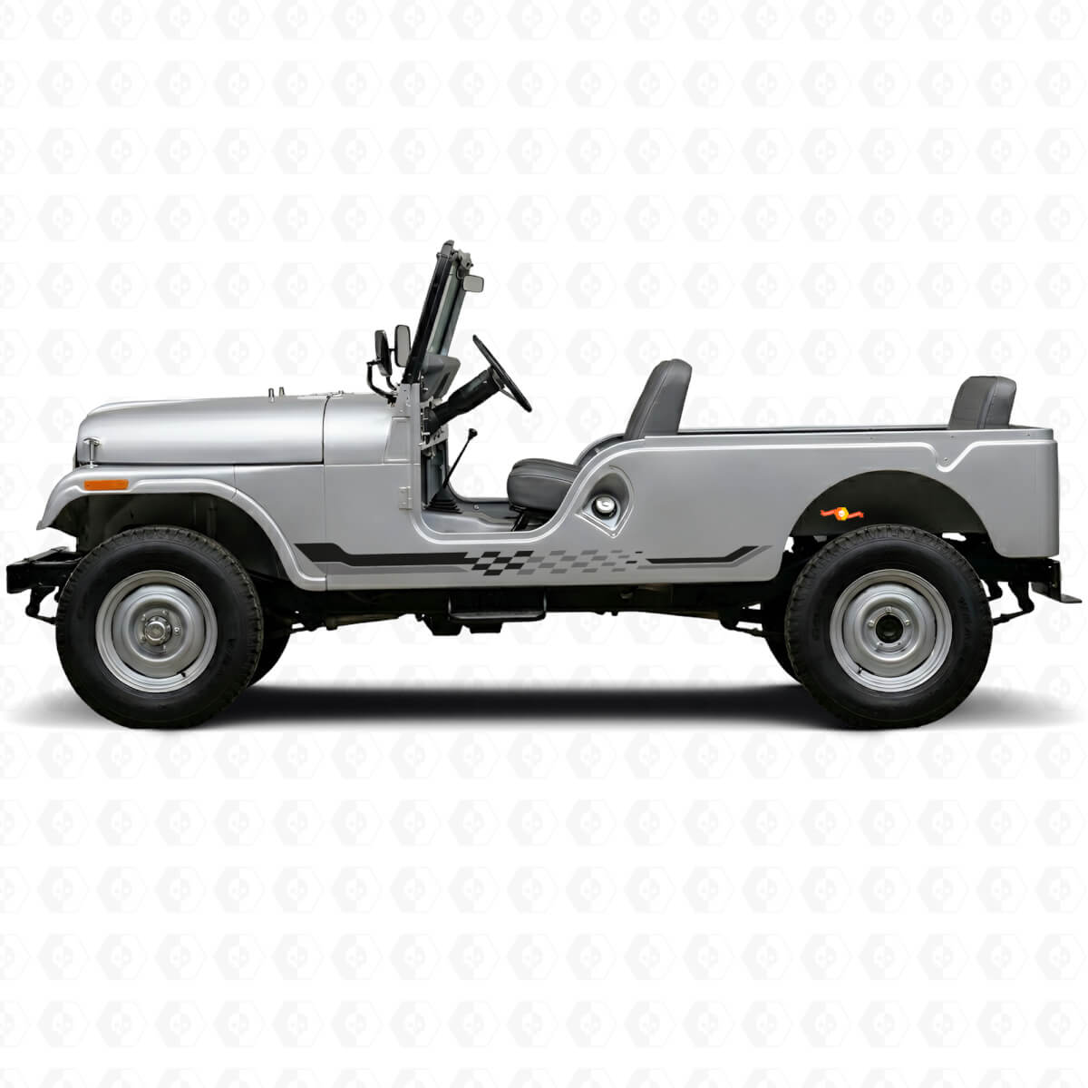 Checkered Flag Side Stripes Vinylsticker voor Jeep CJ-6 1955-1975