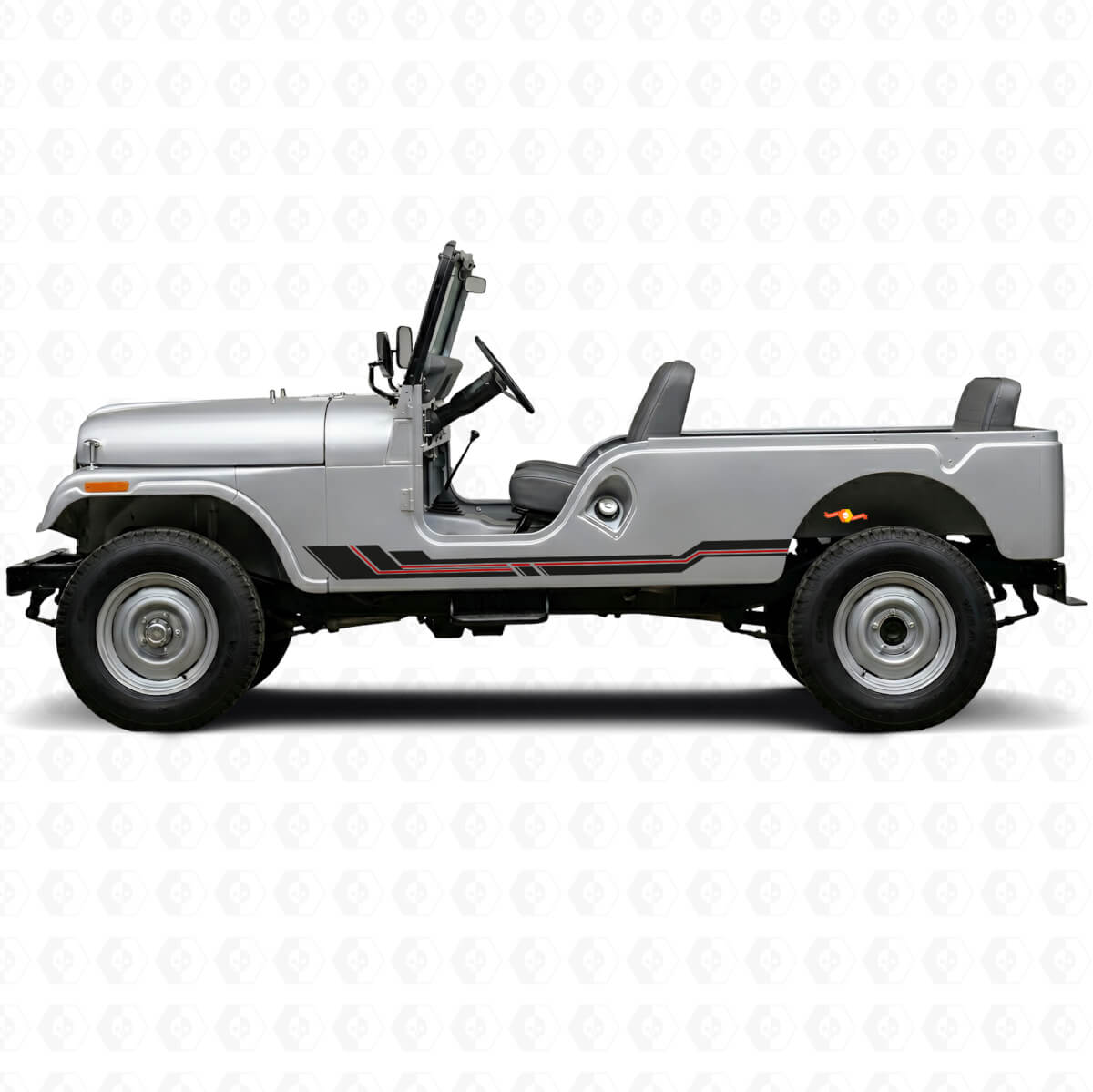 Vinylsticker met gebogen lijnen voor dorpel Jeep CJ-6 1955-1975