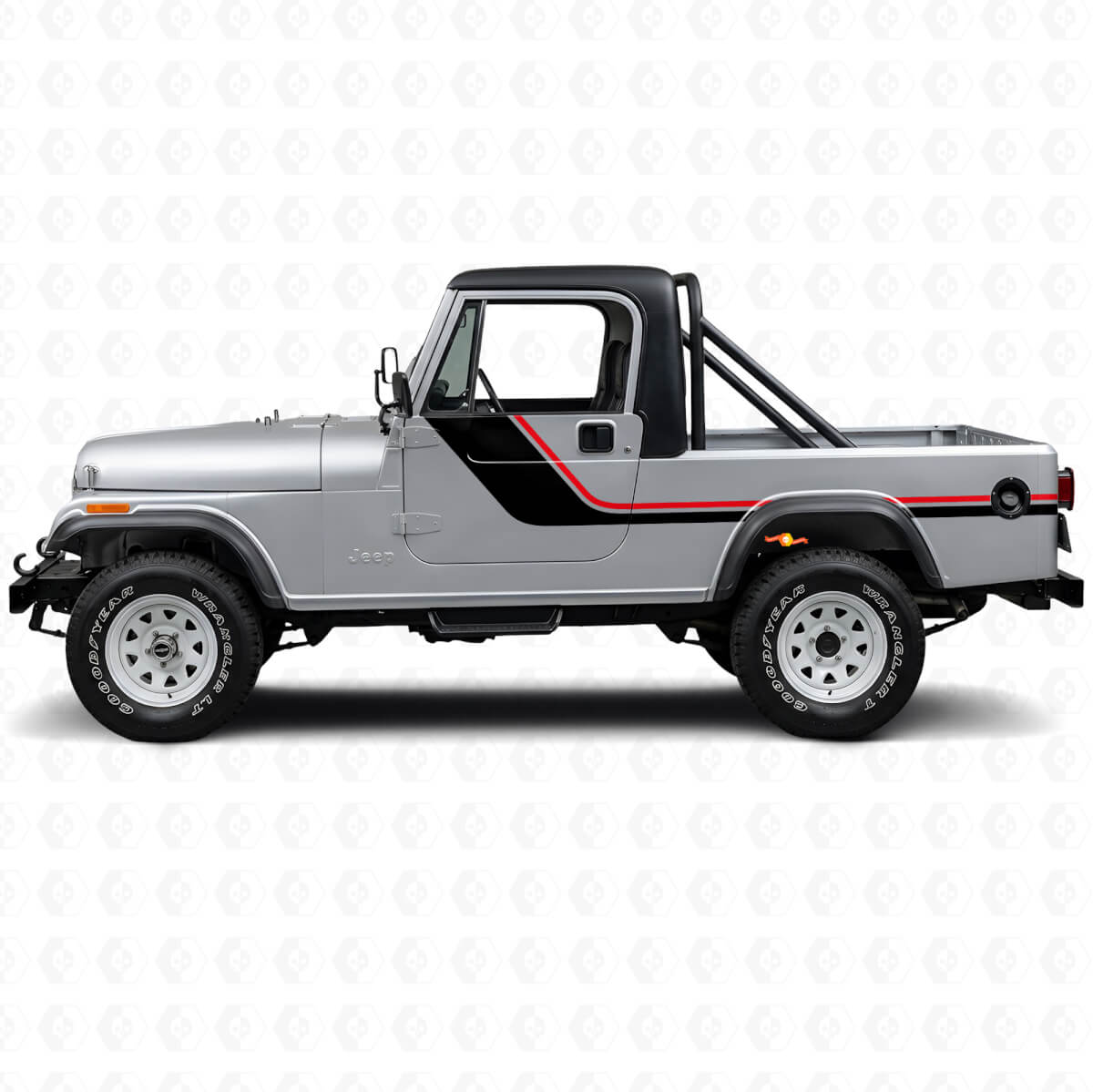Twin Strepen Zijvinyl Decal voor Jeep CJ-8 Scrambler 1981-1986