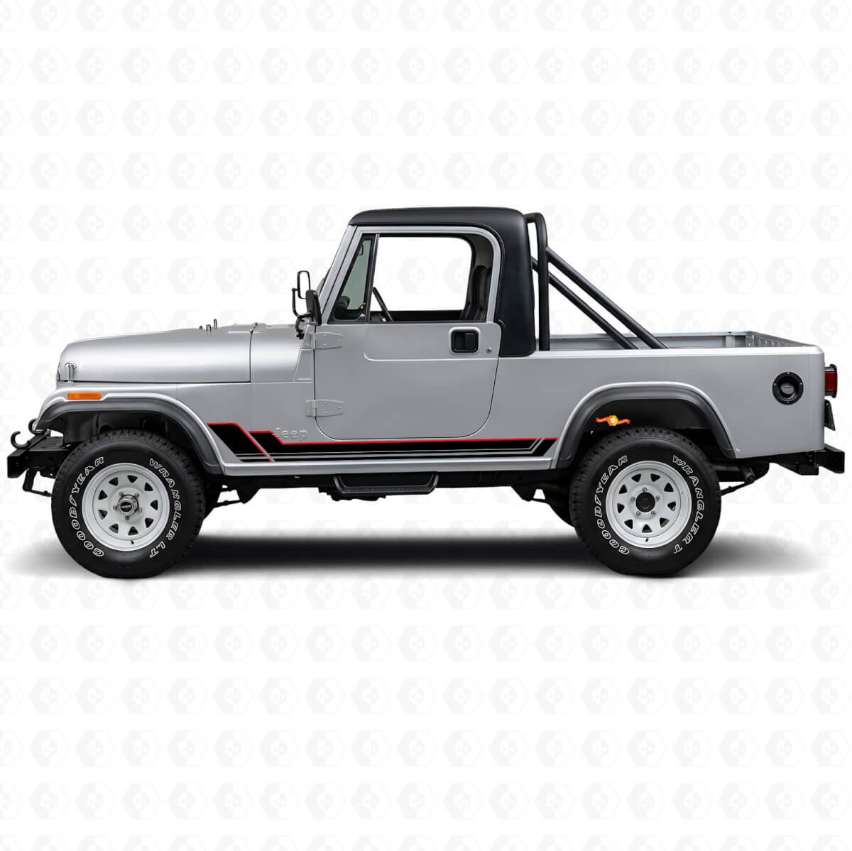 Twin Stripes Rocker Panel Vinyl Decal voor Jeep CJ-8 Scrambler 1981-1986