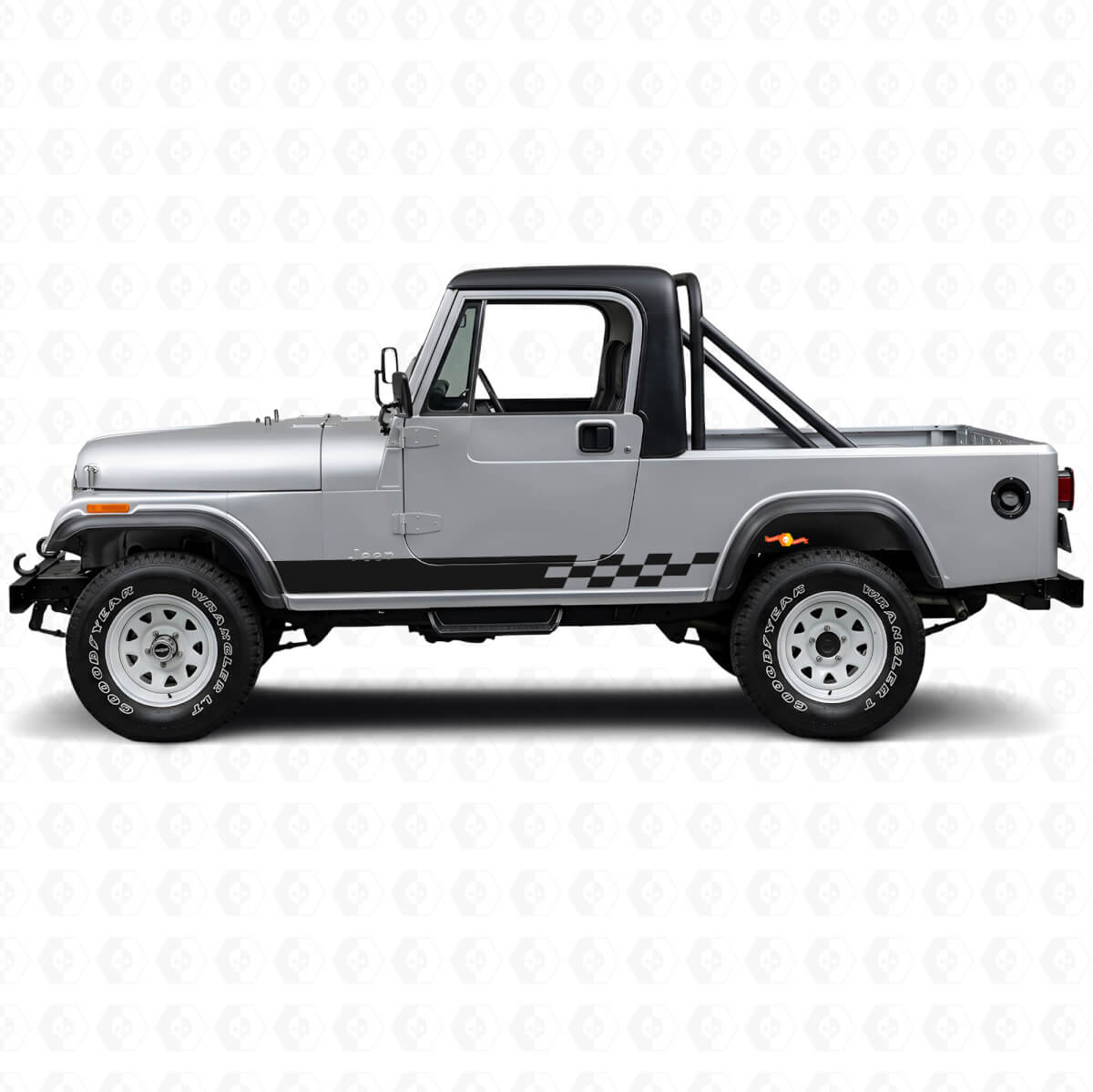 Geruite Strepen Zijvinylsticker voor Jeep CJ-8 Scrambler 1981-1986