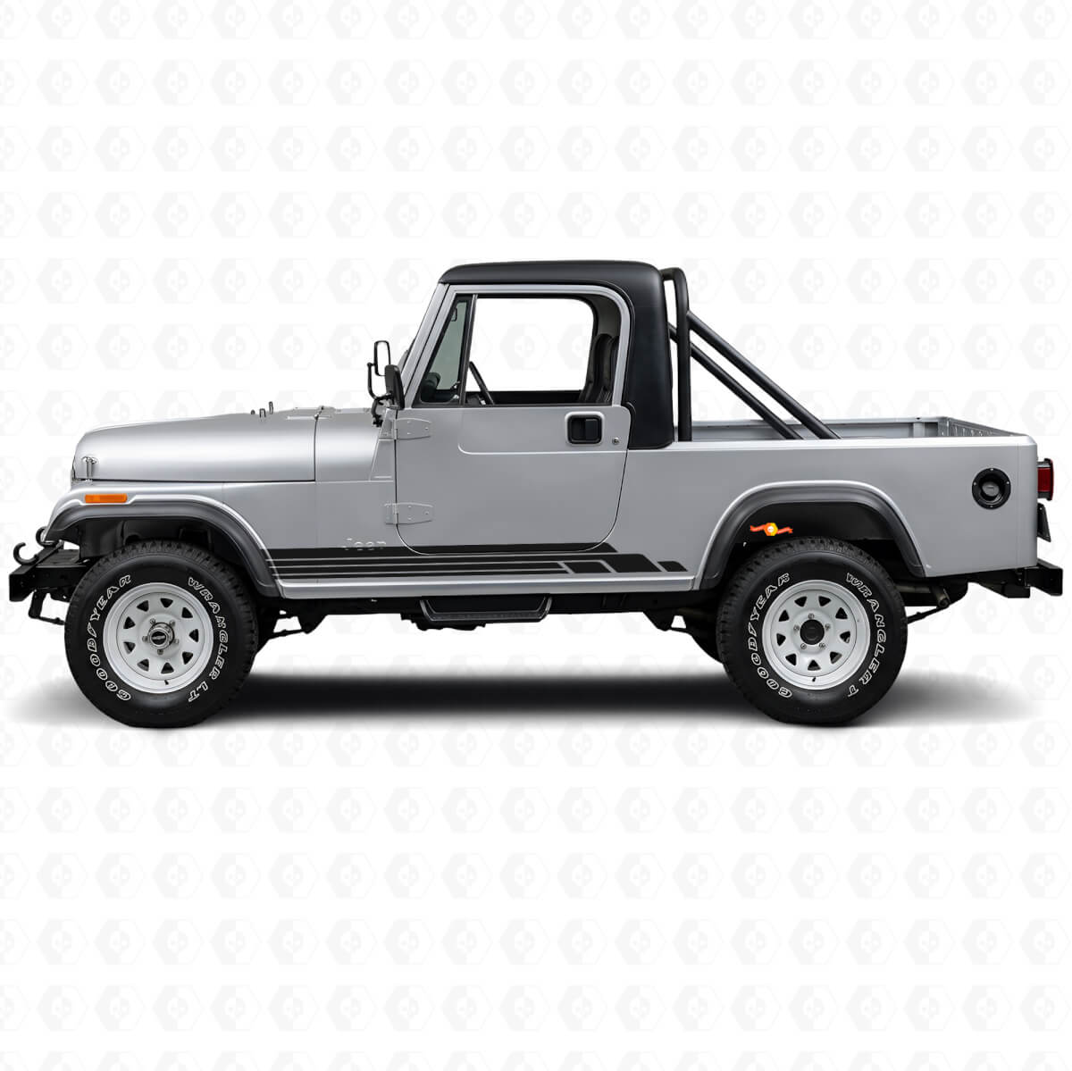 Gebogen Strepen Zijkant Vinyl Decal Kit voor Jeep CJ-8 Scrambler 1981-1986