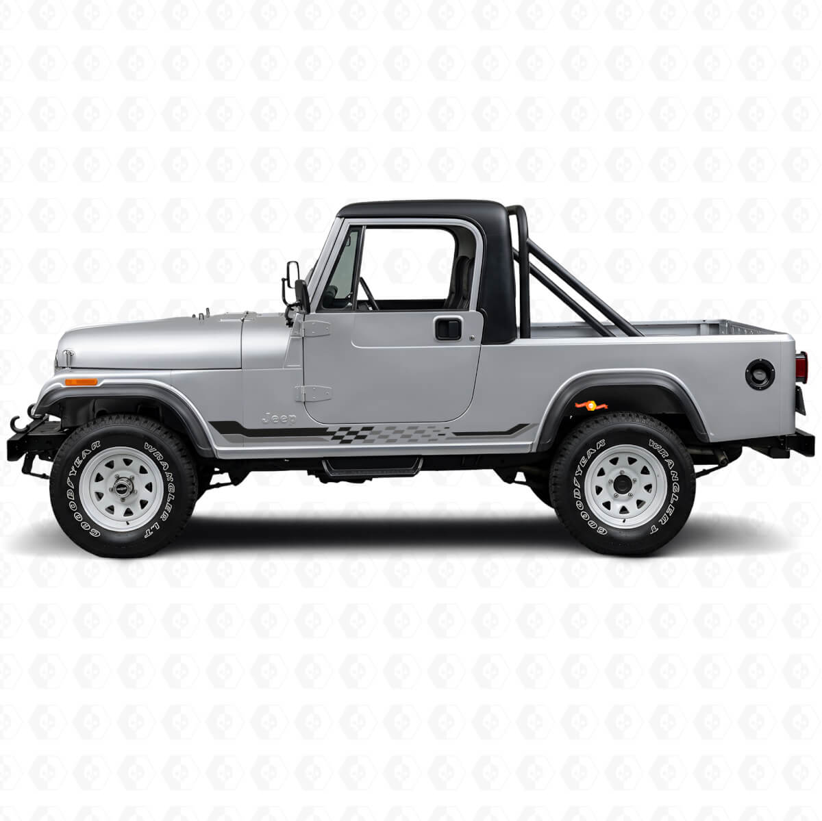 Vlaggestreepte Vinyl Zijstrepen Decal voor Jeep CJ-8 Scrambler 1981-1986