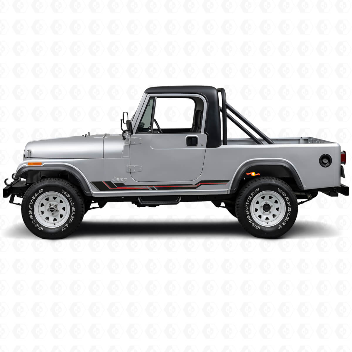Vinylsticker met Gebogen Lijnen voor Rocker Panel voor Jeep CJ-8 Scrambler 1981-1986