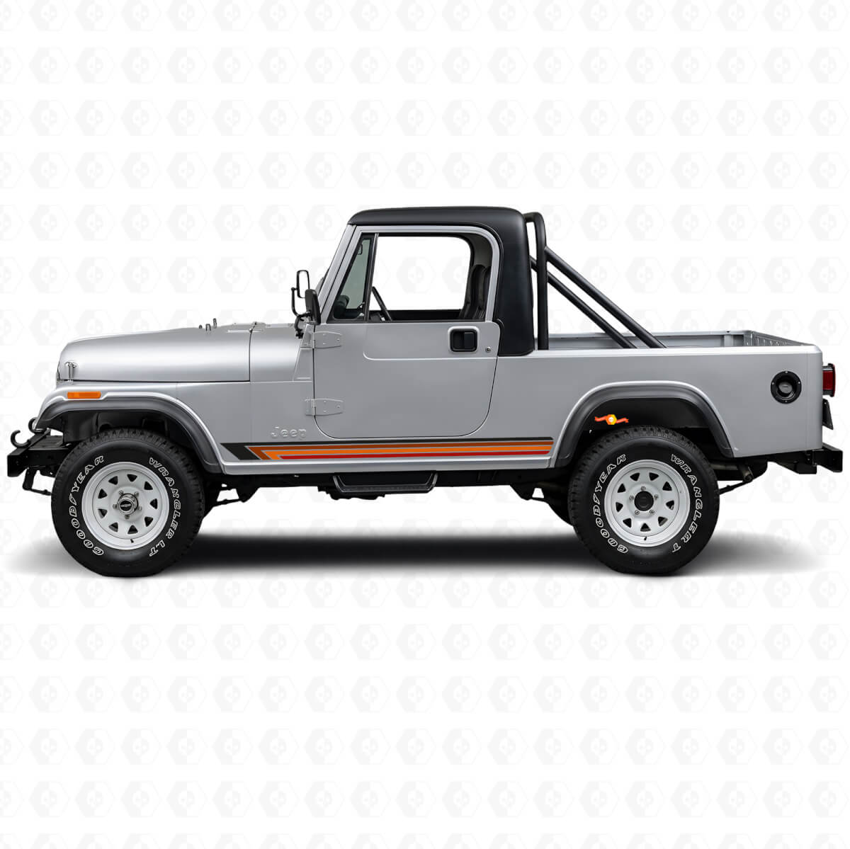 Vintage rechte strepen zijkant vinyl sticker voor Jeep CJ-8 Scrambler 1981-1986