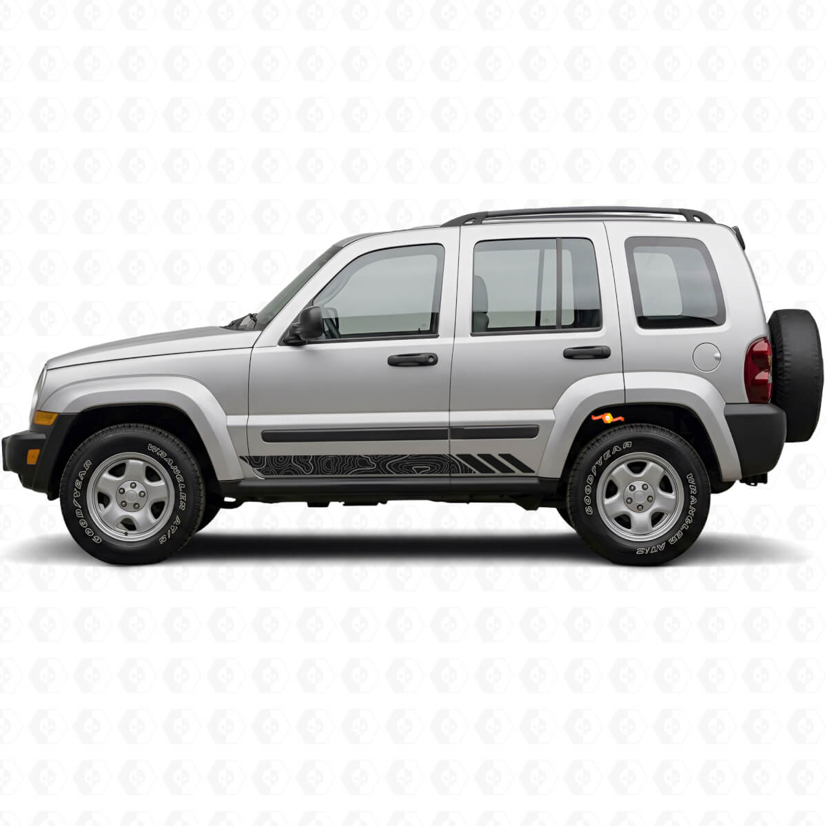 Topografische stijl strepen zijdelingse vinylsticker voor Jeep Liberty 2002-2012