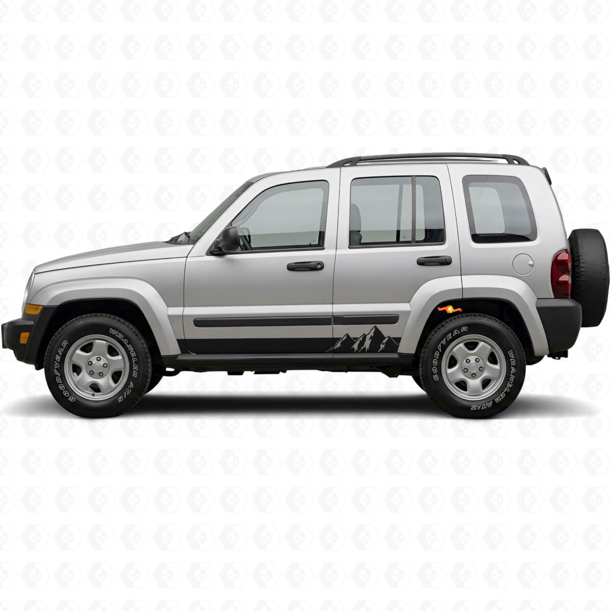 Mountains Wide Strepen Zij Vinyl Decal voor Jeep Liberty 2002-2012