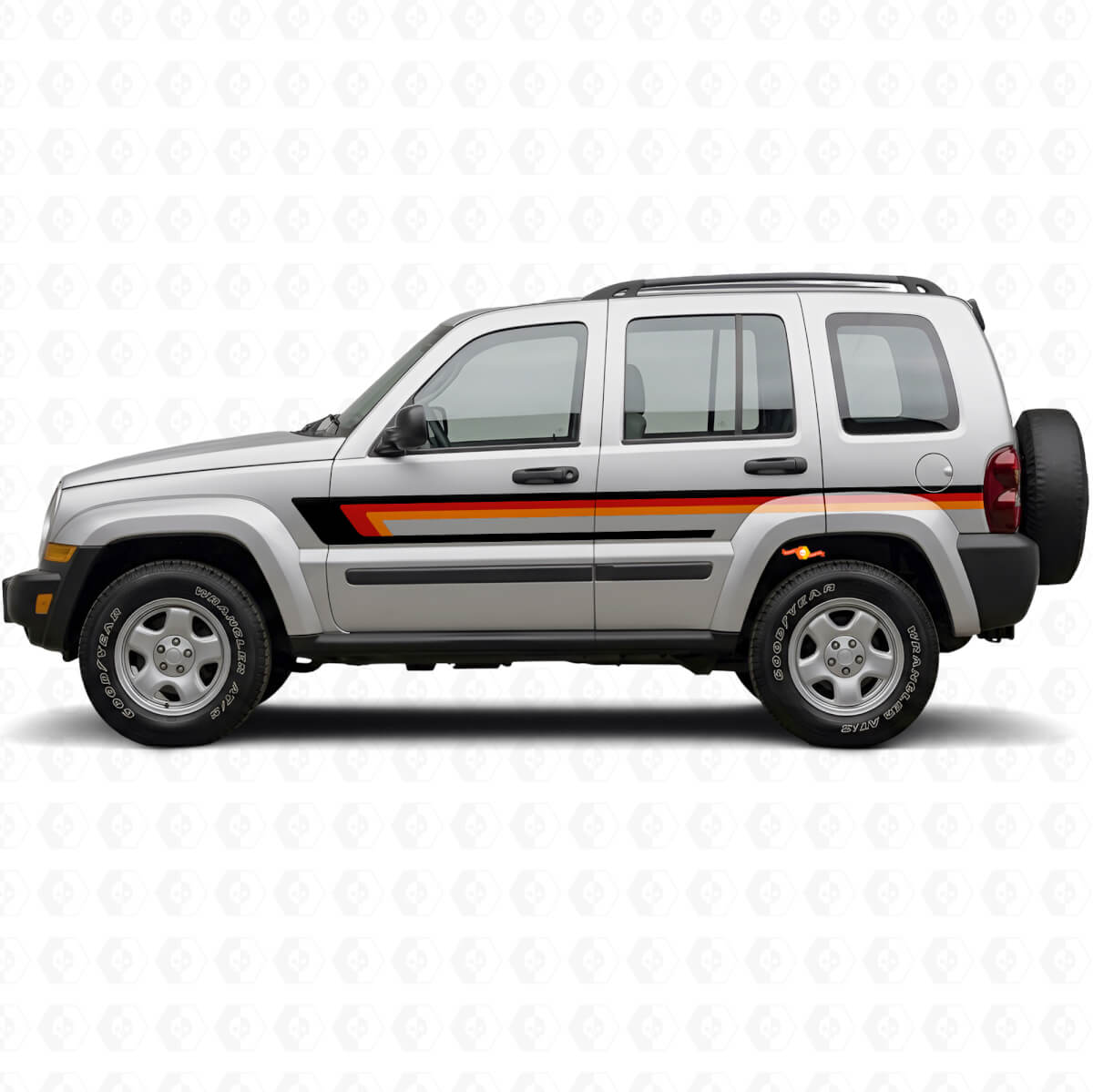 Drievoudige Strepen Deurzijde Vinyl Decal voor Jeep Liberty 2002-2012