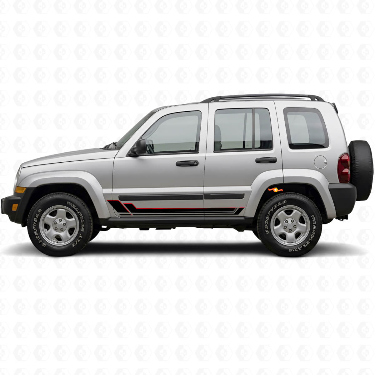Twin Strepen Rocker Panel Vinyl Decal voor Jeep Liberty 2002-2012
