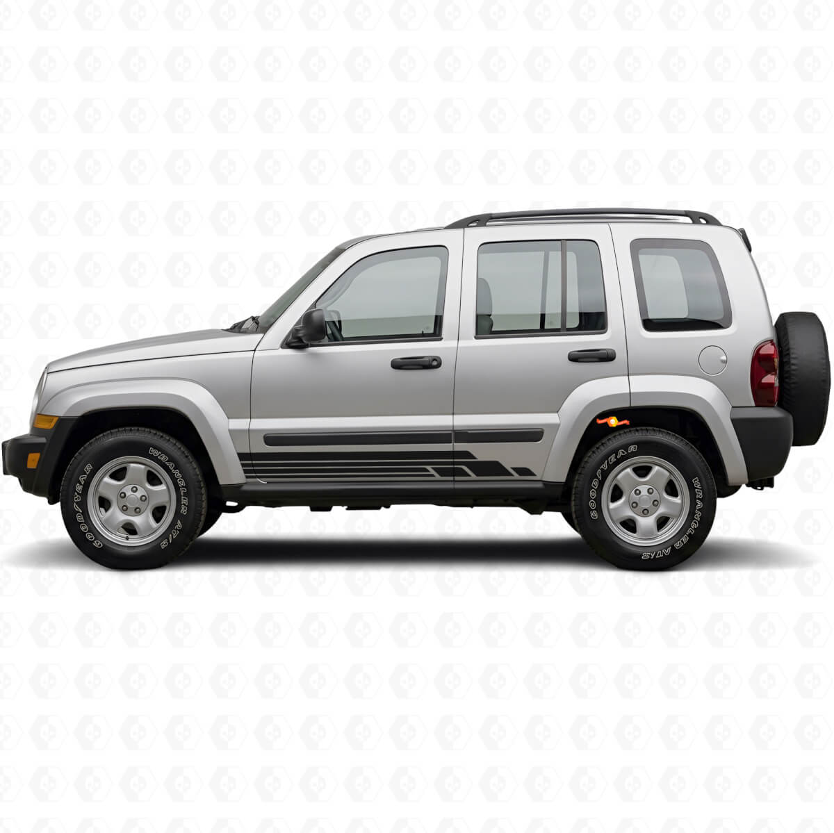 Gebogen Strepen Zijkant Vinyl Decal Kit voor Jeep Liberty 2002-2012