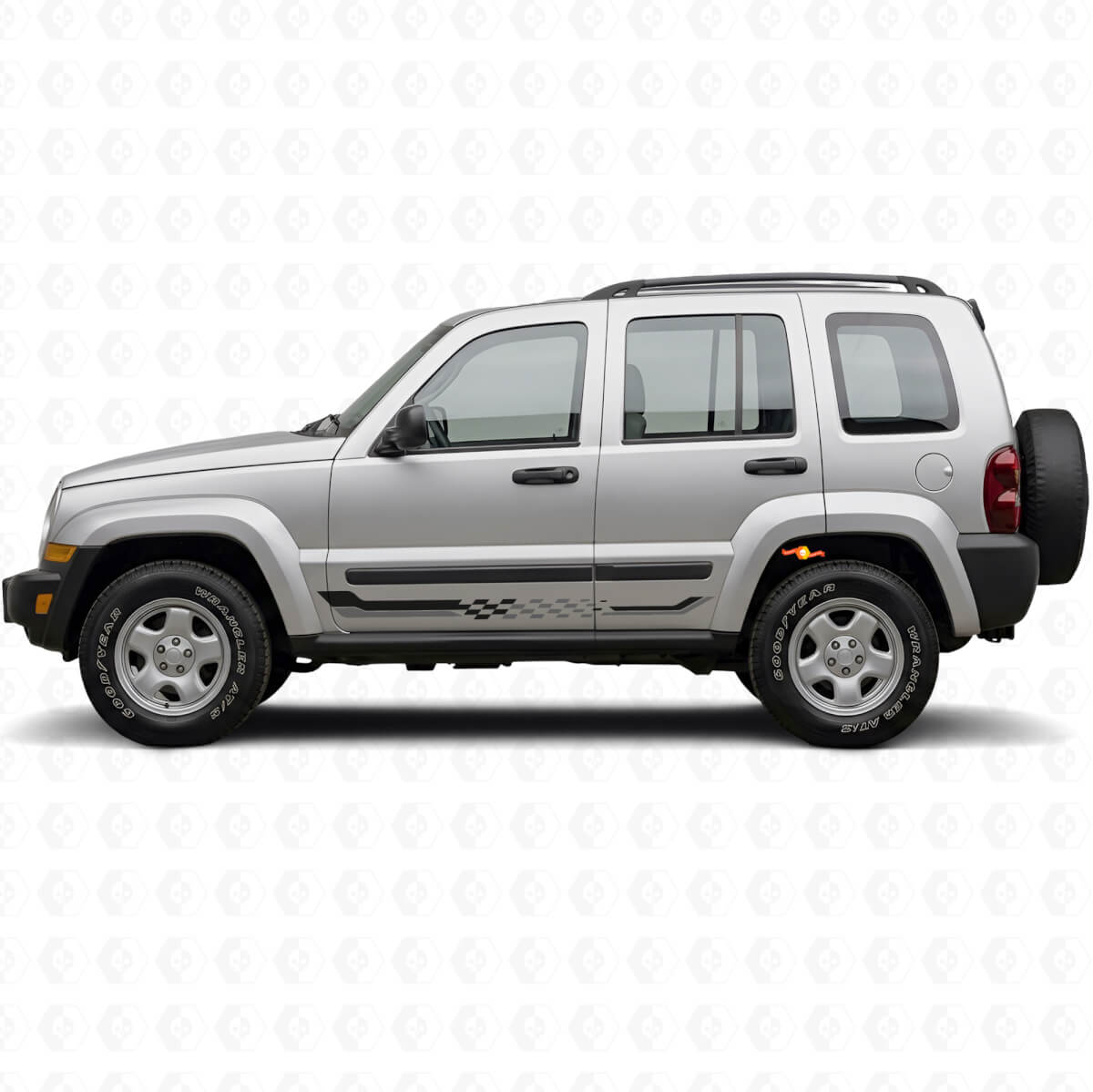 Checkered Flag zijstrepen vinylsticker voor Jeep Liberty 2002-2012