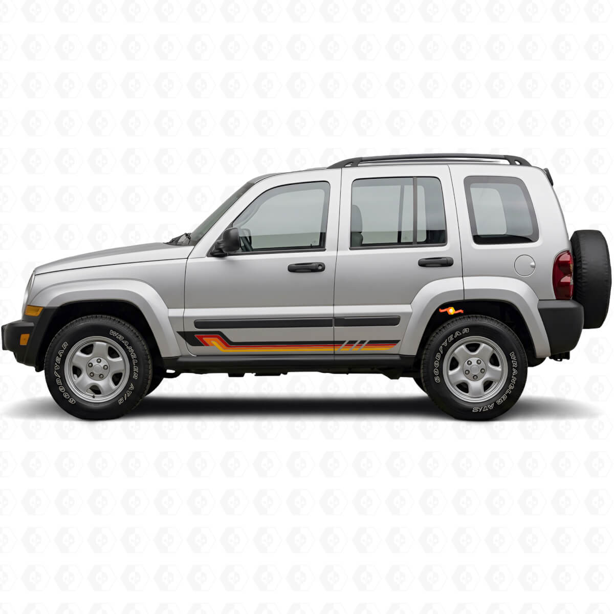 Vintage stijl zijstrepen vinyl decal voor Jeep Liberty 2002-2012