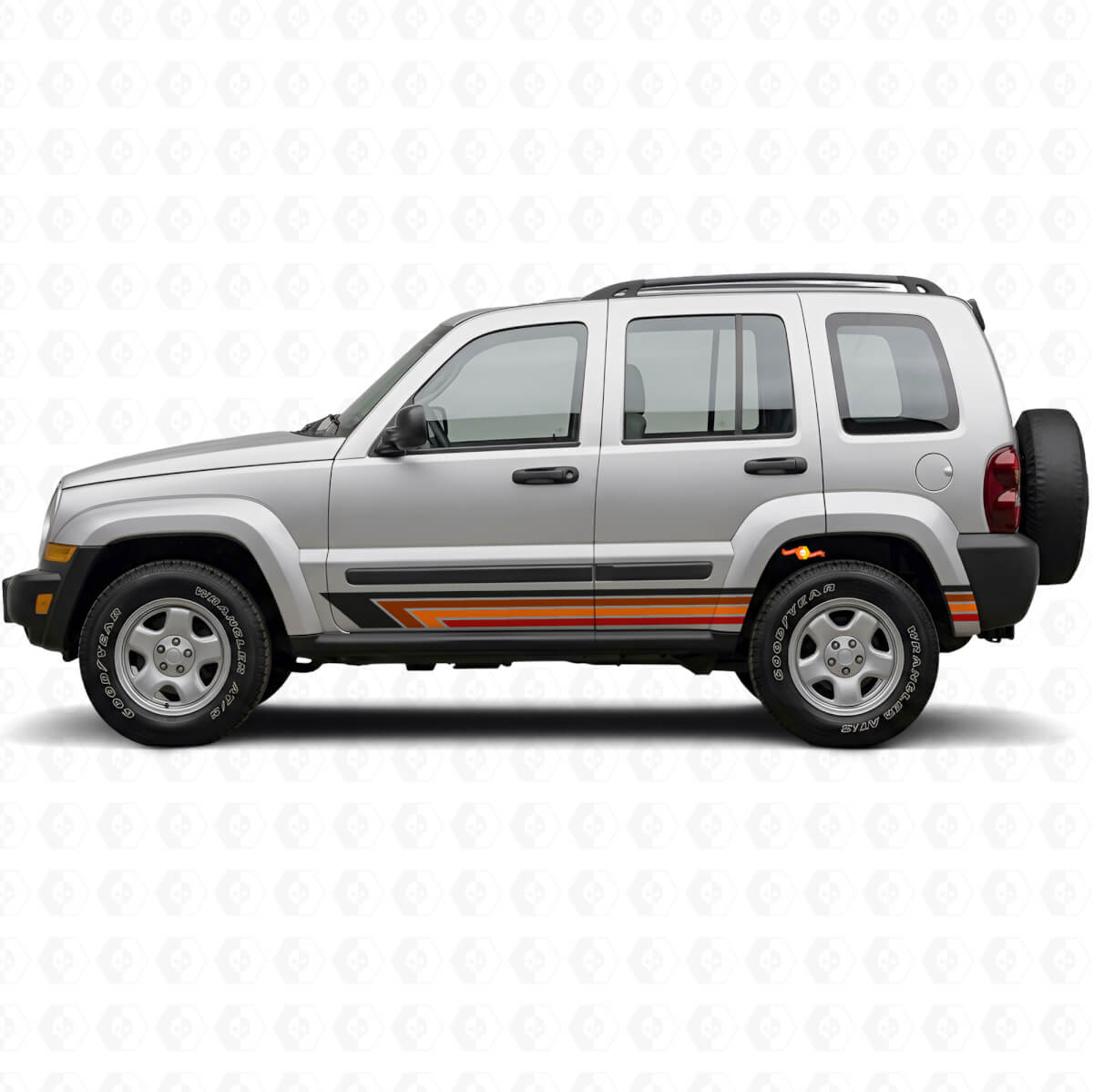 Vintage rechte strepen zijkant vinylsticker voor Jeep Liberty 2002-2012