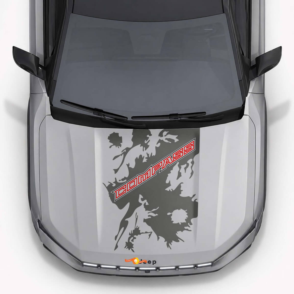 Mud Splash Stijl Motorkap Strepen Vinyl Decal voor Jeep Compass 2026
