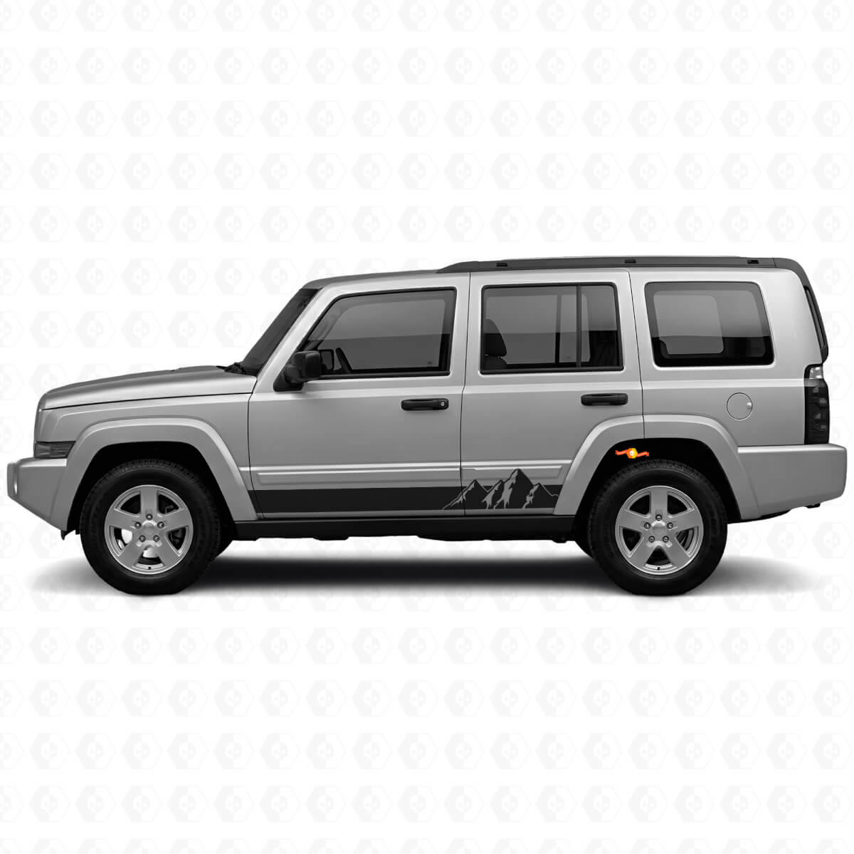 Mountains Wide Strepen Zijvinyl Decal voor Jeep Commander 2006-2010