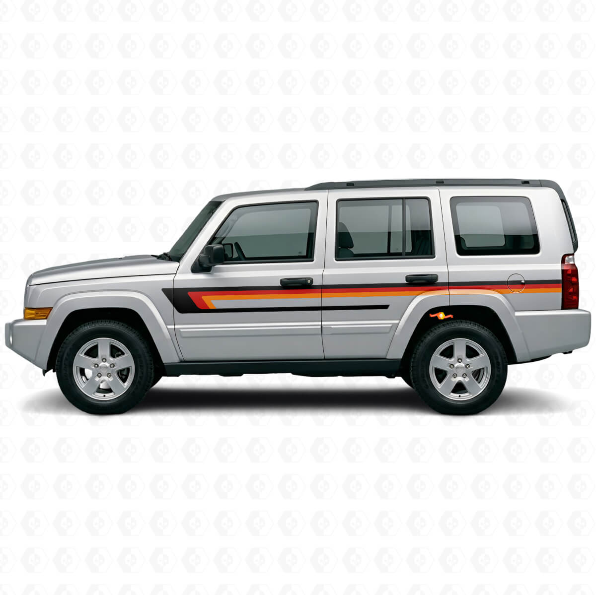 Drie Strepen Deurzijde Vinyl Decal voor Jeep Commander 2006-2010