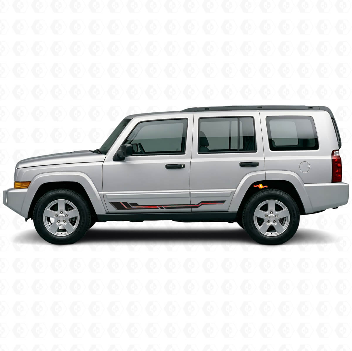 Vinylsticker met Gebogen Lijnen voor Zijschort Jeep Commander 2006-2010