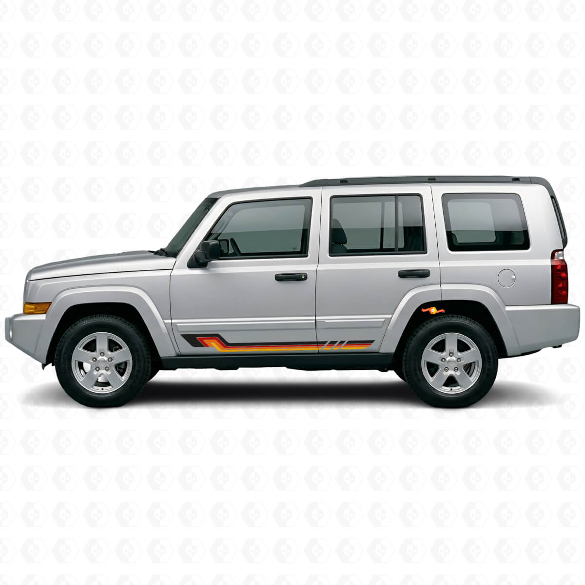 Vintage stijl zijstrepen vinylsticker voor Jeep Commander 2006-2010