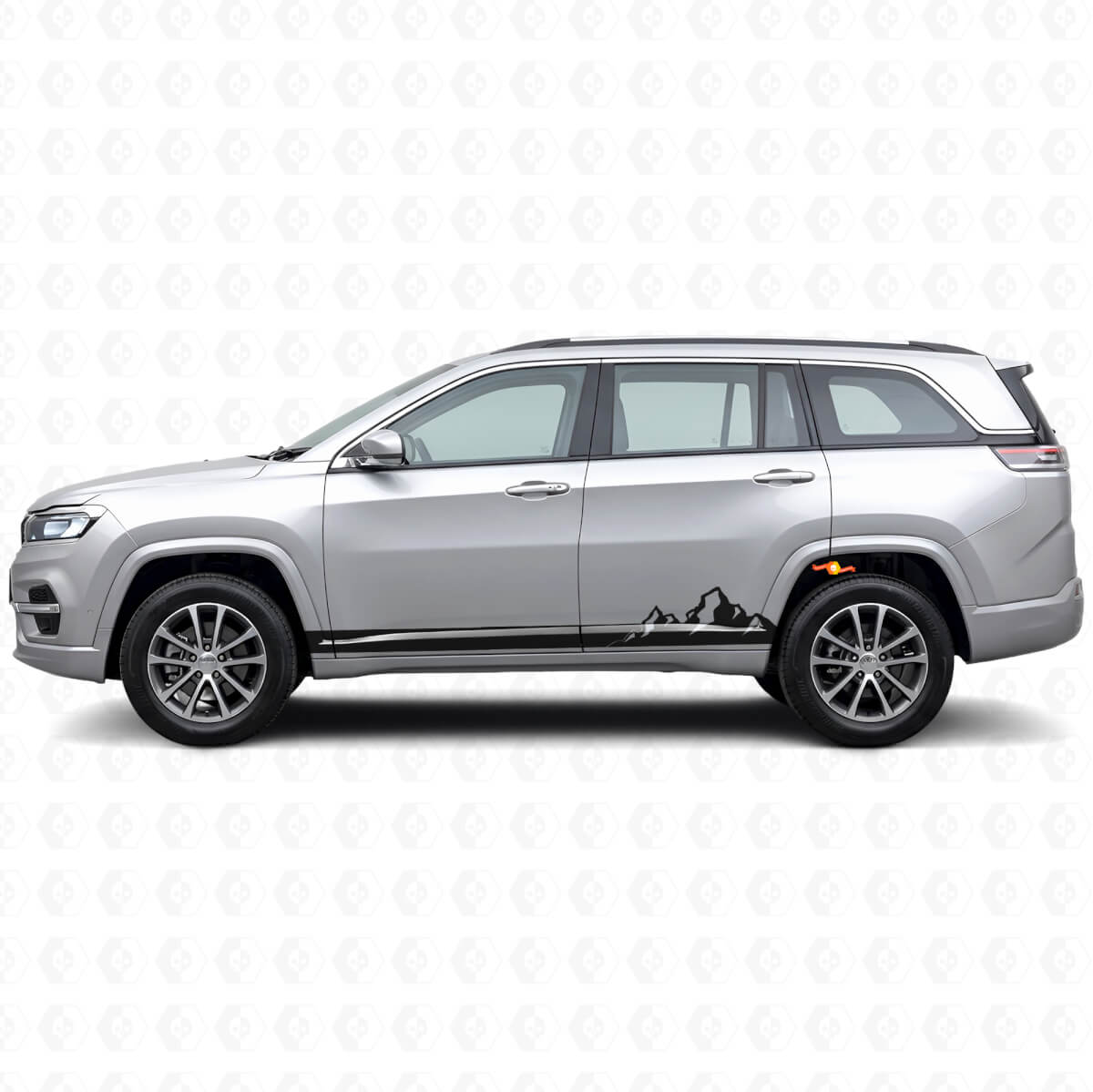 Mountains Dunne Strepen Zij Vinyl Decal voor Jeep Commander Meridian 2021+
