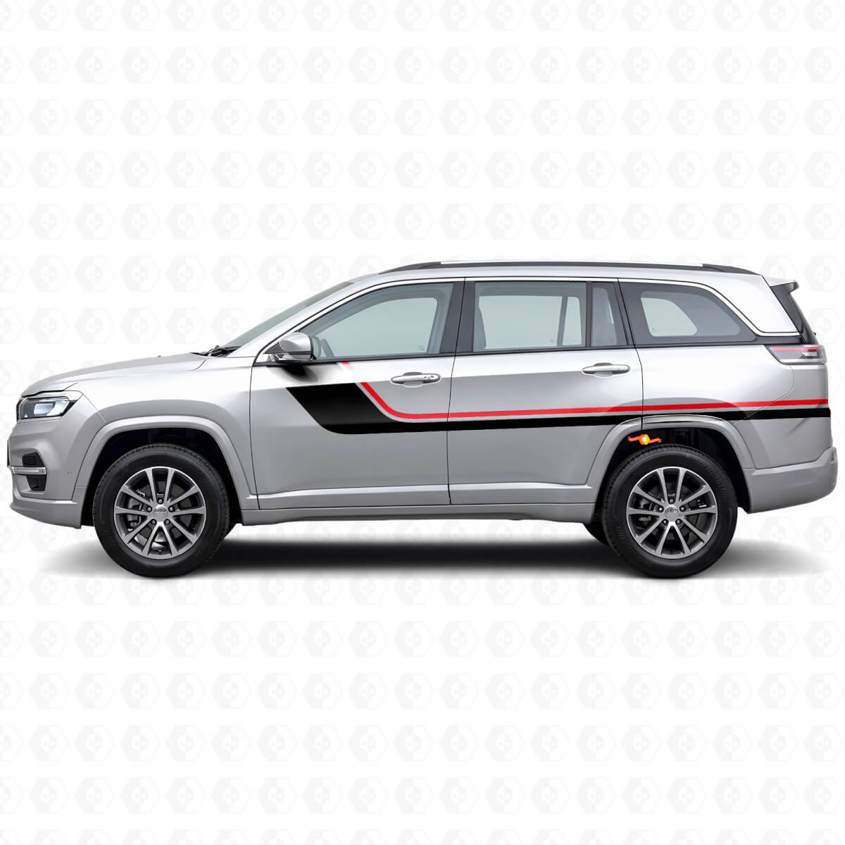 Twin Strepen Zijkant Vinyl Decal voor Jeep Commander Meridian 2021+