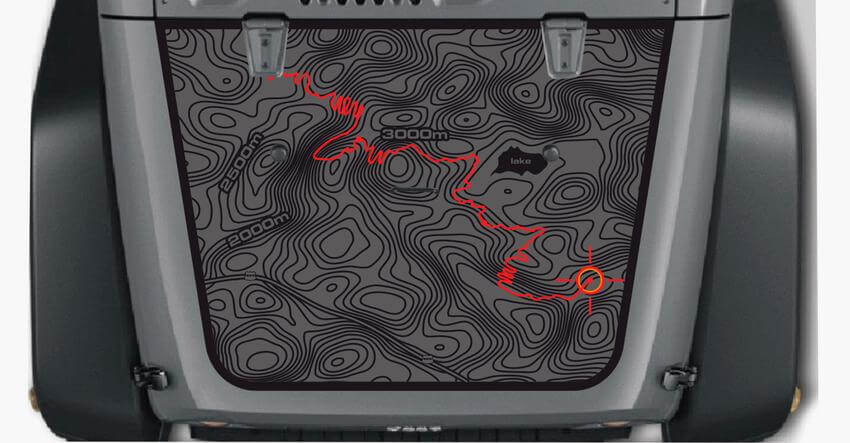 Topografische Kaart Motorkap Vinyl Sticker voor Jeep Wrangler TJ LJ JK Unlimited