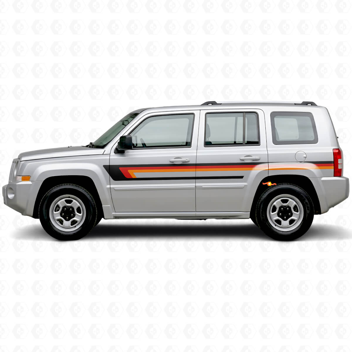 Vinylsticker met drievoudige strepen voor de portierzijde van Jeep Patriot 2007-2017