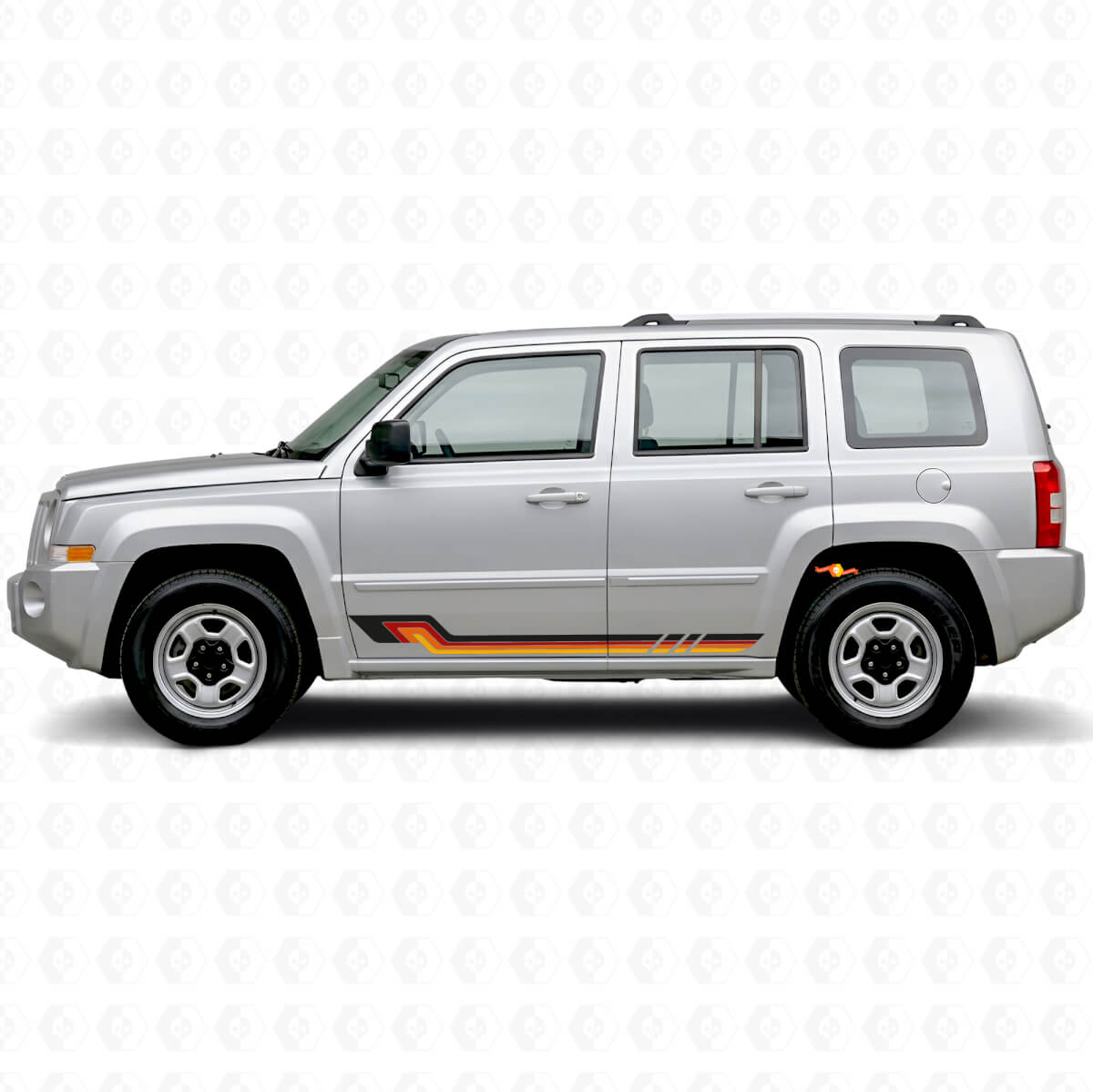 Vinylsticker in vintage stijl met zijstrepen voor Jeep Patriot 2007-2017