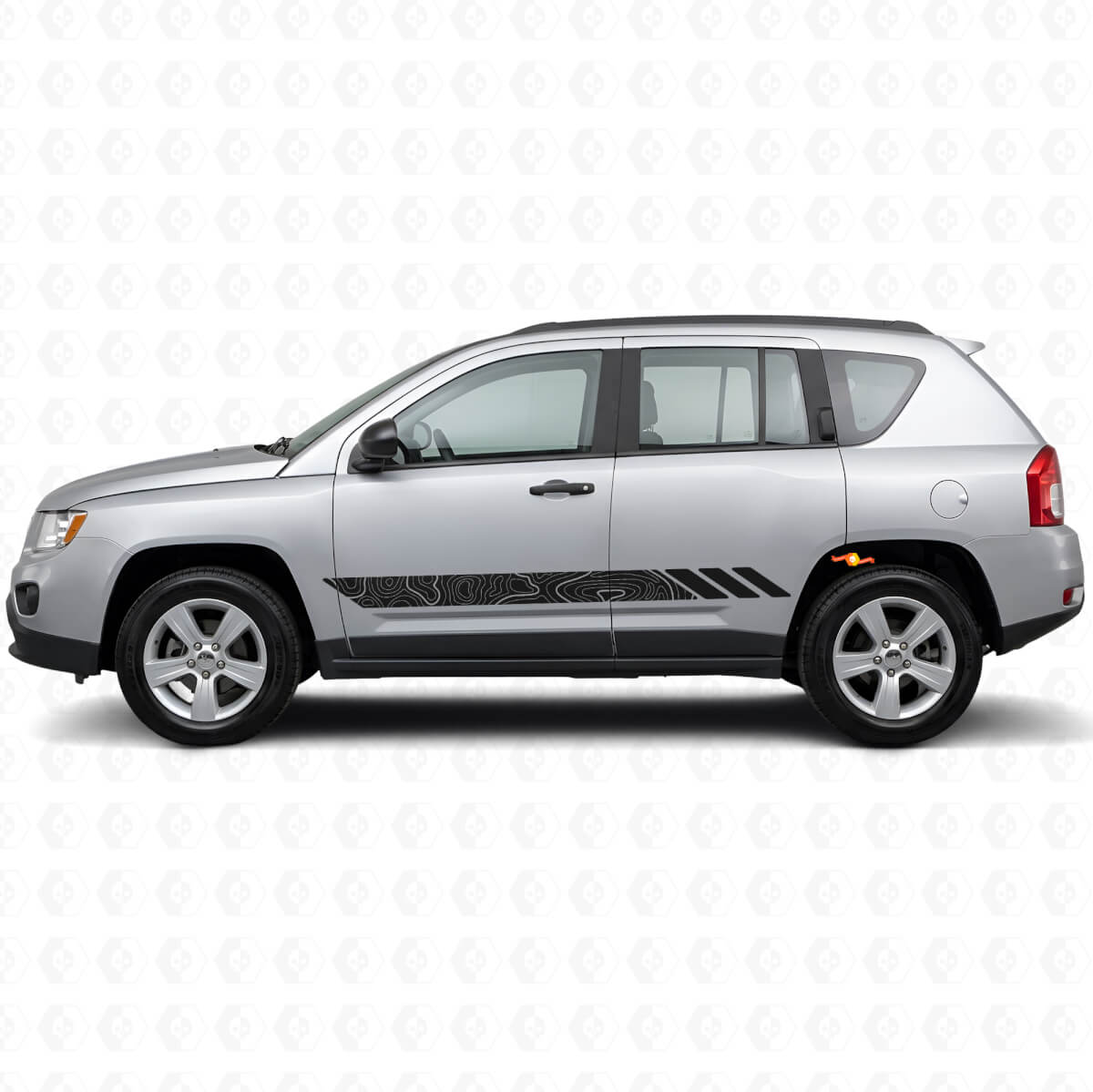 Topografische stijl strepen zijkant vinyl sticker voor Jeep Compass 2007-2016