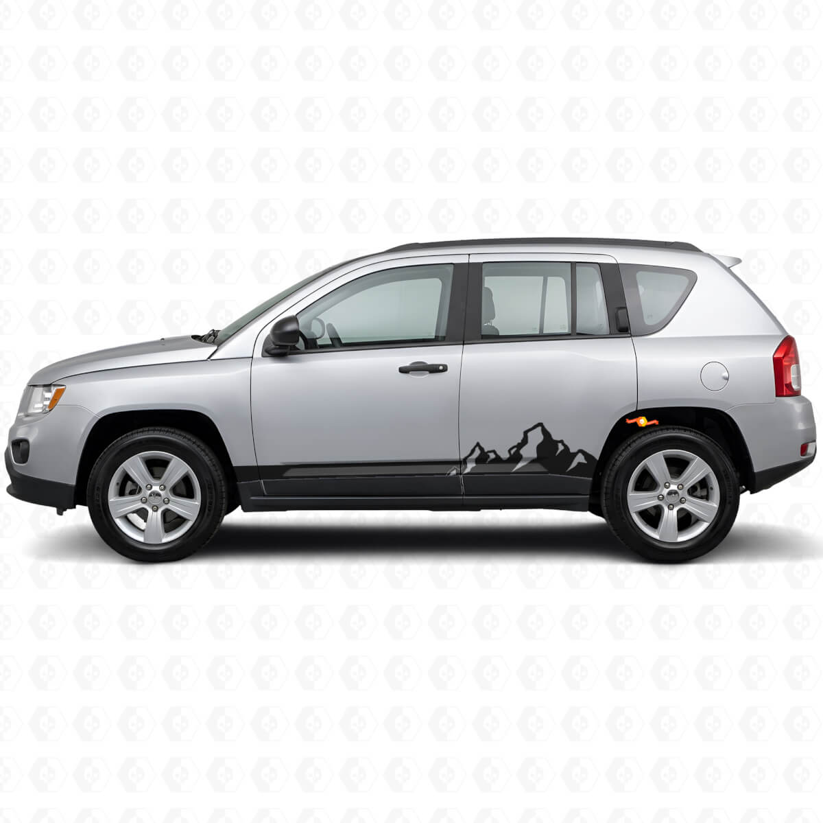 Mountains Dunne Strepen Zijvinyl Sticker voor Jeep Compass 2007-2016