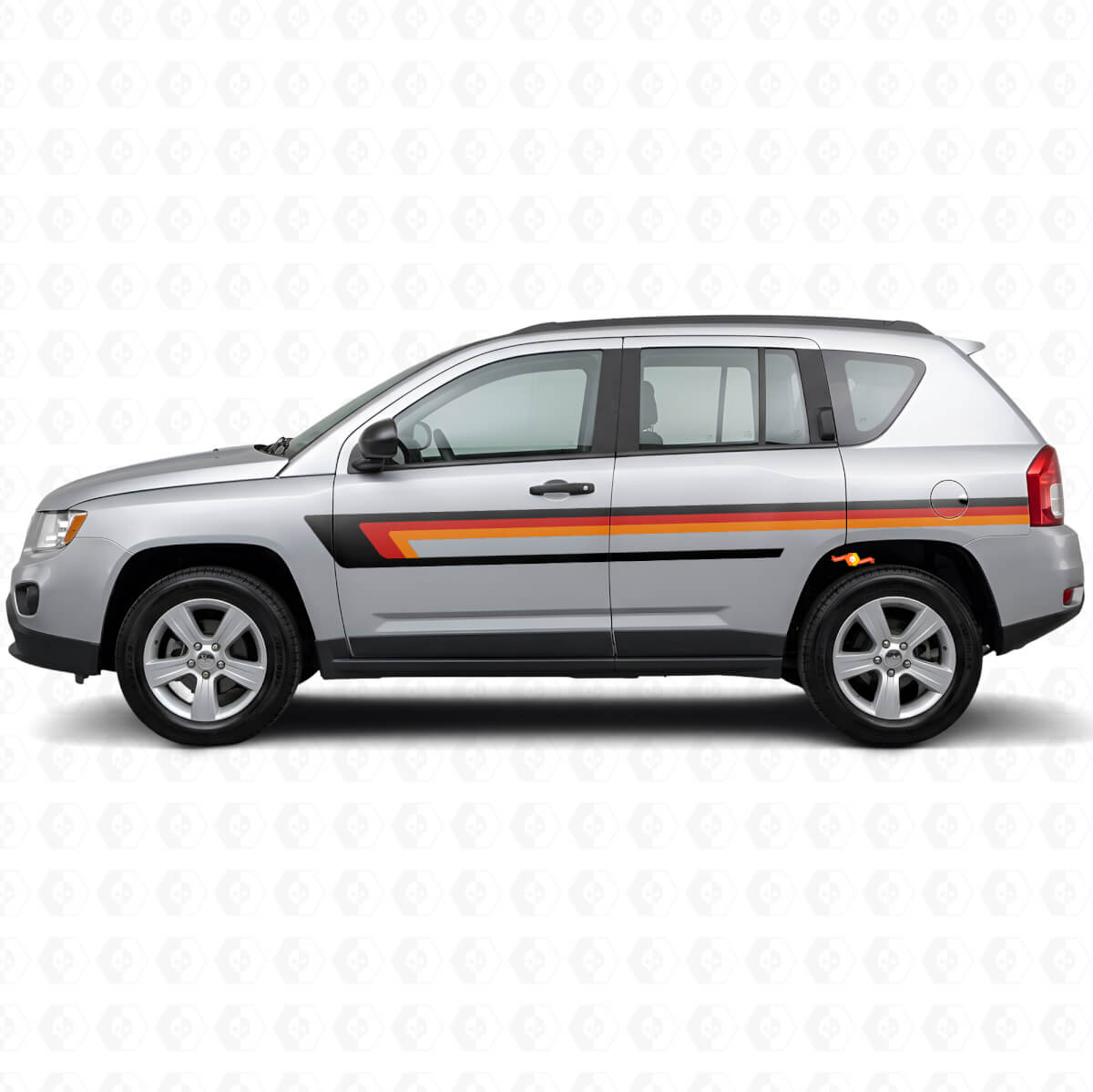 Vinylsticker met drievoudige strepen voor portierzijde Jeep Compass 2007-2016