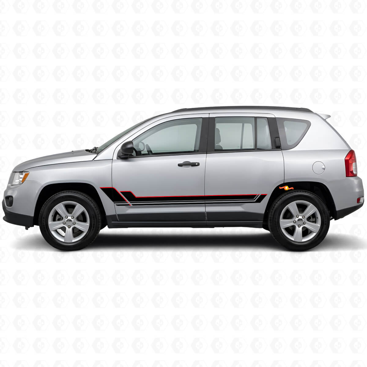 Twin Stripes dorpel vinyl sticker voor Jeep Compass 2007-2016