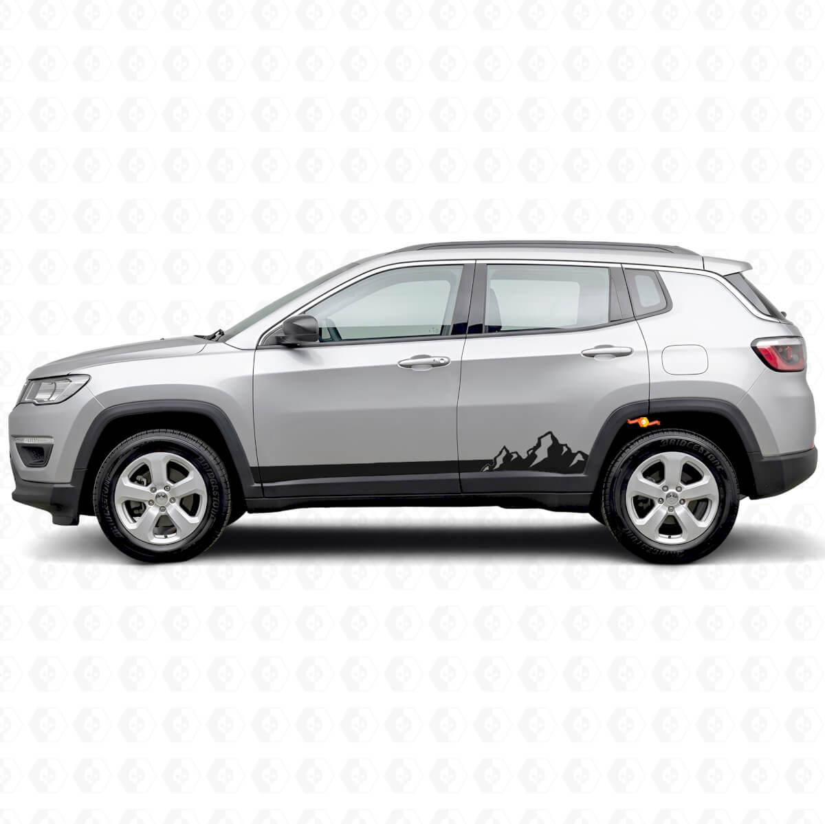 Mountains Dunne Strepen Zij Vinyl Decal voor Jeep Compass 2016+