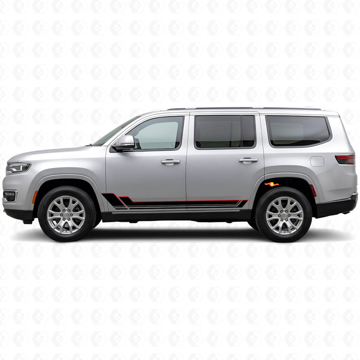 Twin Strepen Rocker Panel Vinyl Decal voor Jeep Wagoneer 2022+