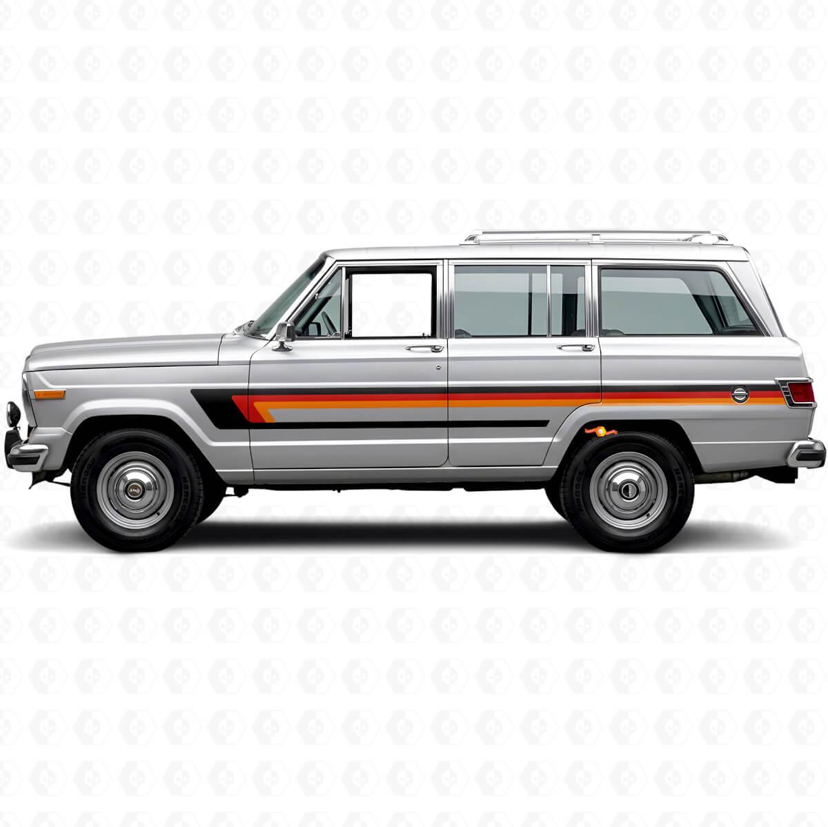 Vinylsticker met Drievoudige Strepen voor de Deurzijde van Jeep Wagoneer 1963-1991