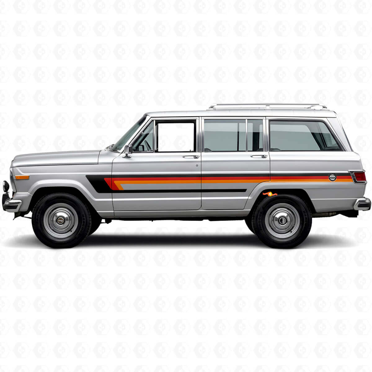 Vinylsticker met Drievoudige Strepen voor de Deurzijde van Jeep Wagoneer 1963-1991