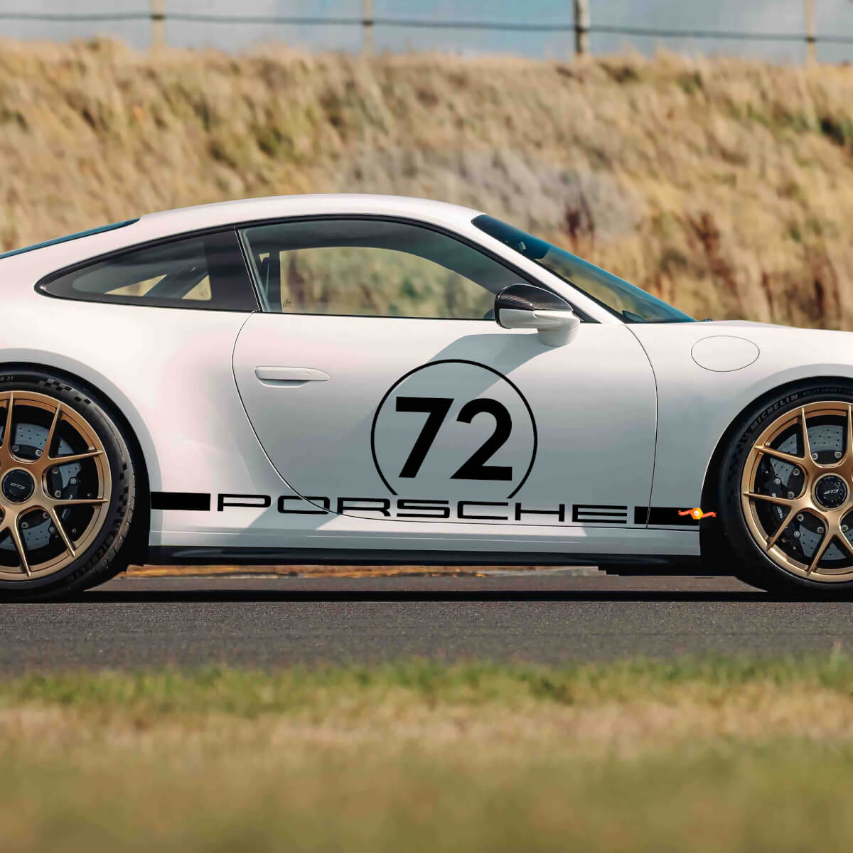 72 Racing Stijl Zijkant Vinyl Decal voor Porsche 911 GT3